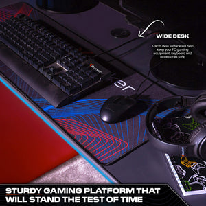 Carbon-Tek Gaming Schreibtisch mit LED-Beleuchtung & Wireless Charging