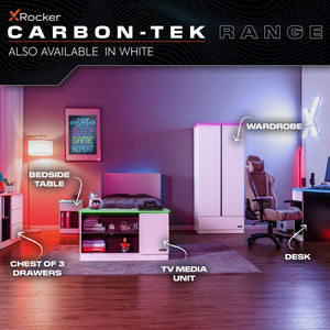 Carbon-Tek Gaming Schreibtisch mit LED-Beleuchtung & Wireless Charging