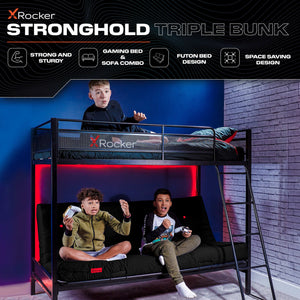 Stronghold Gaming Hochbett  – Etagenbett mit Futon Schlafsofa